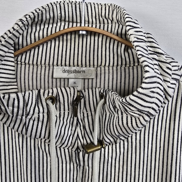 Dressbarn Stripe Live a Little Zip Up Jacket Size XL Black Off White - Picture 4 of 12